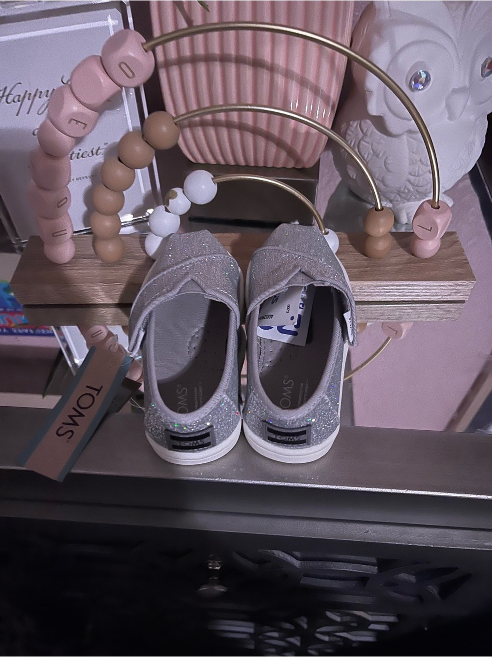 Toms Kids Glitter Slip-On Sneakers in Silver - Picture 2 of 3